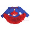 Royal Blue Long Sleeve Bodysuit Red Pettiskirt & Red Rosettes Minnie Dots Birthday Cake Print JS4500